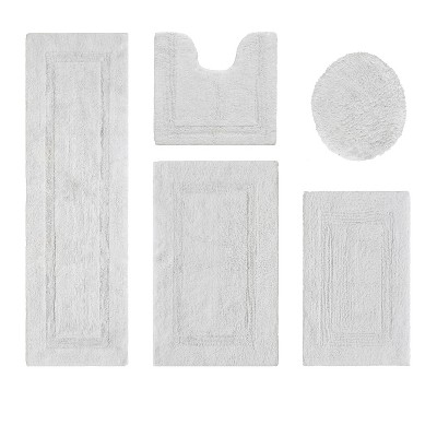 Lux Premium 100% Cotton Tufted Solid Reversible 5 PC Bath Rug Set – Ultra-Soft, Water-Absorbent, Durable, Machine Washable Bathroom Rug
