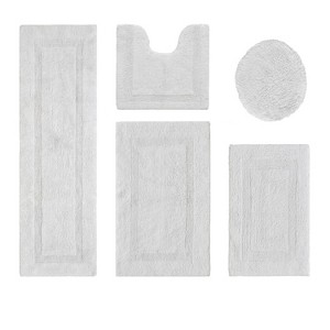 Lux Premium 100% Cotton Tufted Solid Reversible 5 PC Bath Rug Set – Ultra-Soft, Water-Absorbent, Durable, Machine Washable Bathroom Rug - 1 of 4
