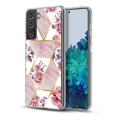 MyBat Fusion Protector Cover Case Compatible With Samsung Galaxy S21 Plus - Electroplated Roses Marbling