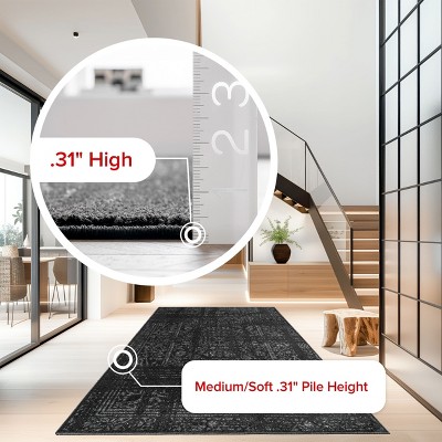 Arlena Black 4' x 6' Synthetic Stain-Resistant Area Rug