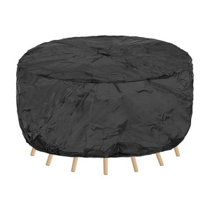 Unique Bargains Oxford Cloth Waterproof Outdoor Round Patio Furniture Cover 89" DIA x 39" H Black 1 Pc - 1 of 4
