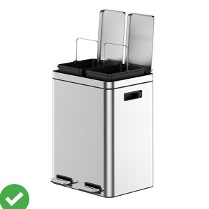 Gallon Kitchen Trash Can Classified Compartment Rubbish Bin with Soft-Close Lid Stainless Steel Waste Bin - 1 of 4