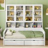 TIRAMISUBEST Twin/Full Size Daybed with Glass-Door Storage Cabinets and Built-in LED Lighting, Wooden Daybed Frame Sofa Bed with Storage Shelves - 2 of 4