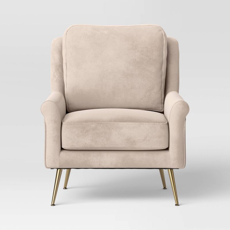 Carmine Luxe Arm Accent Chair with Brass Legs - Threshold™, 4 of 14