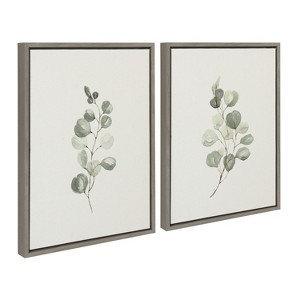 Kate and Laurel Sylvie Eucalyptus Framed Canvas Set by Maja Mitrovic of Makes My Day Happy, 2 Piece 18x24, Gray - 1 of 4