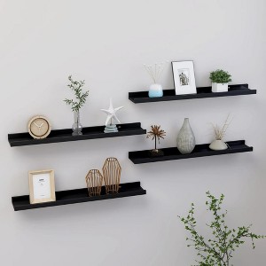 Wall Shelf Set of 4 Black MDF 23.6x3.5x1.2 in Wall mounting - 1 of 4