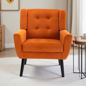 Modern Accent Chair with Curved Back and Padded Seat - 1 of 4