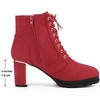 BLISSFUL STEP Women's Round Toe Lace Up Chunky Heel Combat Boots - 2 of 4