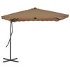 vidaXL Outdoor Parasol with Steel Pole 98.4 in.x98.4 in. Taupe - 3 of 4