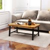 Tangkula Acacia Wood Coffee Table Outdoor Rectangle Center Table w/ Thickened Top - 2 of 4