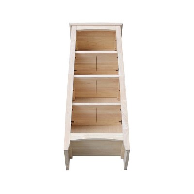 Adjustable Unfinished Brown Rubberwood Shaker Bookcase