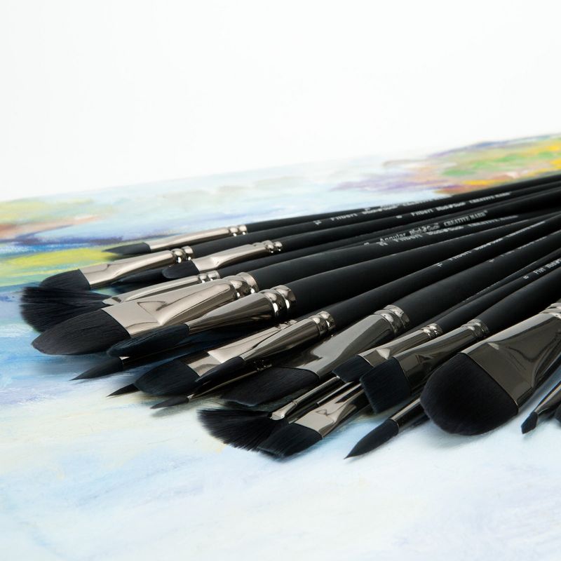 Black Swan Synthetic Red Sable Paint Brushes Set of 15 - High Quality Long Handle Paint Brushes in Assorted Shapes and Sizes for Oils, Heavy Body, 5 of 7