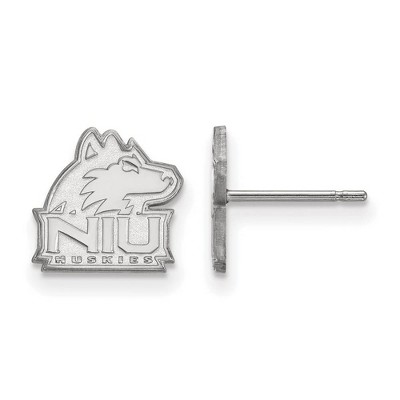 Black Bow Jewelry 14k White Gold Northern Illinois Huskies NCAA Post Earrings