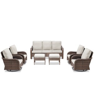 Buenhomino Patio Wicker Chairs Swivel Rocker Outdoor Rocking Chairs Set - 1 of 4