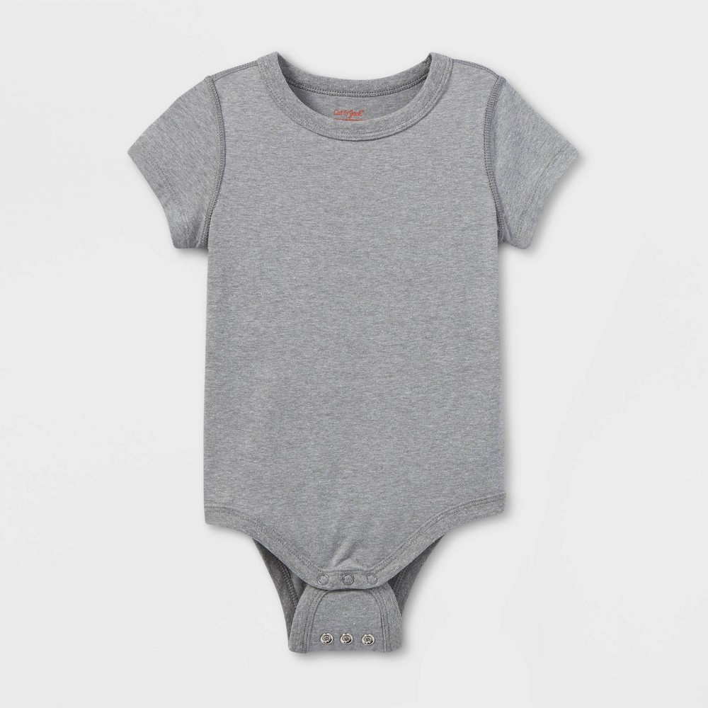 Toddler Kids' Short Sleeve Bodysuit - Cat & Jack™ Gray 4T: Tagless, Jersey Fabric