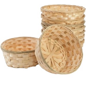 Aoibox 10 Pack Round Natural Bamboo Woven Baskets, Small Wicker Serving Basket for Restaurant, Centerpiece, Christmas Gifts, Fruit, Bread Rolls,Snacks - 1 of 4