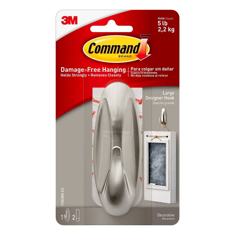 Command Large Sized Designer Hook Nickel, 1 of 14