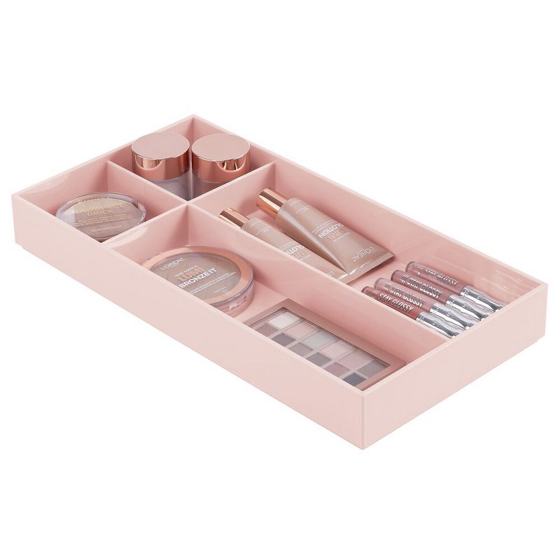 mDesign Plastic Makeup Vanity Drawer Organizer Tray, 4 Sections, 3 of 9