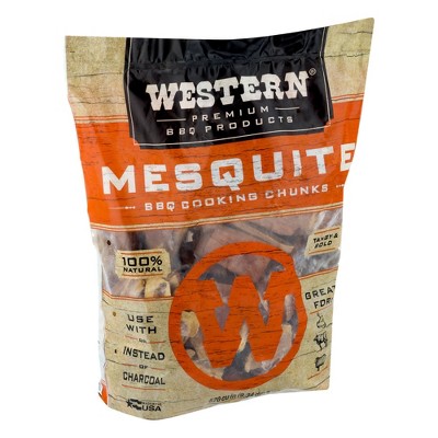 Western Premium BBQ Bagged and Heat Treated Wood Cooking Chunks, for Charcoal or Gas Grills, Mesquite Flavor, 0.33 Cubic Feet