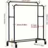 Rbied 1 Piece Durable Metal Coat Rack, Bedroom and Bathroom Storage Rack, Multipurpose Clothes Hanging Rack or Double Rod, Clothes Drying Rack - 3 of 4