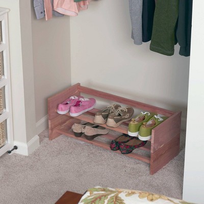 Stackable Cedar Wood Shoe Rack with Unfinished Finish