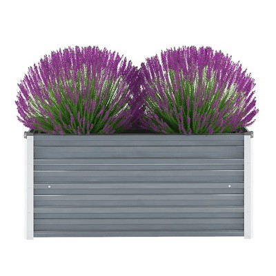 vidaXL Raised Bed Grey Galvanized Steel 94.5x31.5x30.3 in Sturdy