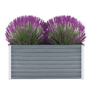 vidaXL Raised Bed Grey Galvanized Steel 94.5x31.5x30.3 in Sturdy - 1 of 4