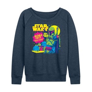 Women's - Star Wars - Boba Fett Bounty Hunter Lightweight French Terry Wide Neck Long Sleeve Shirt - 1 of 4