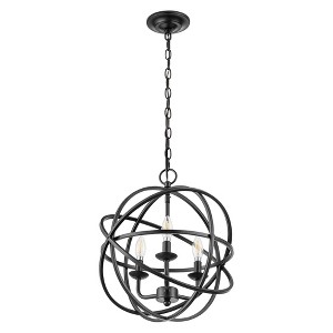 Prominence Home 3 Light Geometric Pendant Chandelier, Indoor Modern Candle Style Ceiling Lighting, Birchberry, 51564-31, Matte Black - 1 of 4