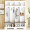 Lycvki Farmhouse 59"W Hall Tree Entryway Bench with 8 Hooks and Shoe Rack - 2 of 4