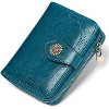 Small Womens Wallet Leather RFID Blocking with Multiple Card Slots and Zipper Coin Pocket,Peacock Blue - 2 of 4