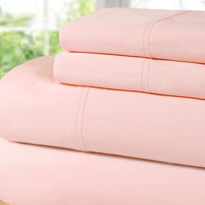 300-Thread Count Breathable Cotton Percale Deep Pocket Solid Bed Sheet Set by Blue Nile Mills