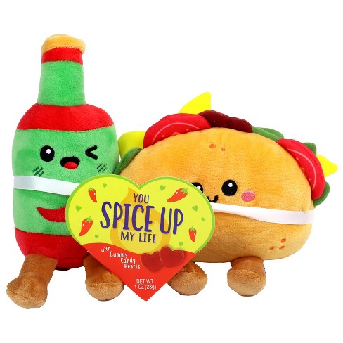 Frankford Valentine's Day Taco & Hot Sauce Date Night Plush with Gummy Candy Hearts - 1oz - image 1 of 4