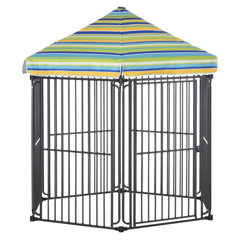 PawHut Heavy-Duty Outdoor Pet Cage Kennel with Weather-Resistant Polyester Roof, Locking Door, & Metal Frame, 1 of 10