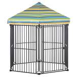 PawHut Heavy-Duty Outdoor Pet Cage Kennel with Weather-Resistant Polyester Roof, Locking Door, & Metal Frame