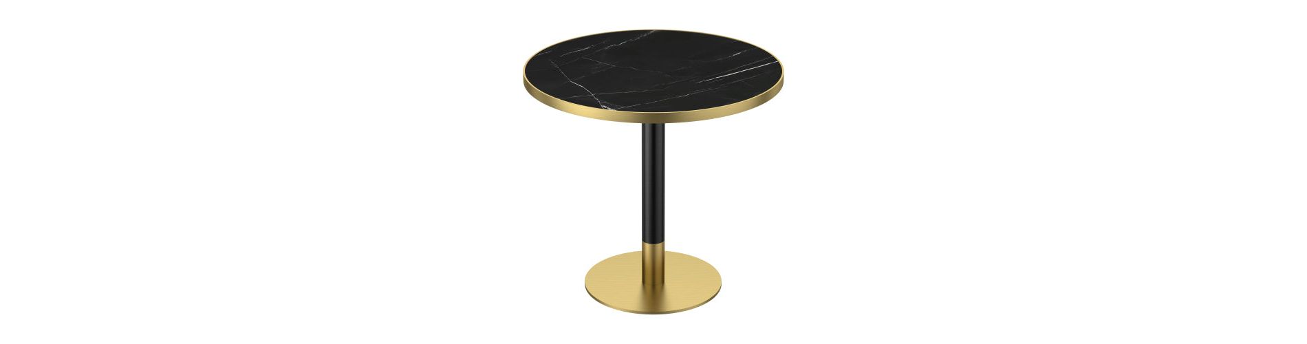 AEELLEEA 31.5-Inch Round Dining Table, Black Marble-Look Top with Black and Gold Metal Pedestal Base, Modern Kitchen Table