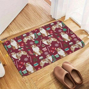 Aussie Dog Christmas Bathroom Rugs Winter Bath Mat Absorbent Non Slip Bathroom Mat Christmas Soft Floor Carpet 16x20 Inches - 1 of 1