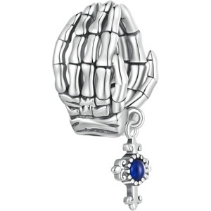 Sterling Silver Safety Chain & Charm Set - Cross, Pumpkin & Shoe Charms for European Bracelets - 1 of 4