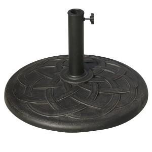 Outsunny 22" 42 lbs Round Resin Umbrella Base Stand Market Parasol Holder with Beautiful Decorative Pattern & Easy Setup, Bronze - 1 of 4