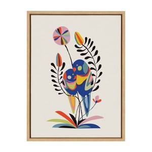 18" x 24" Sylvie Rainbow Lorikeet Framed Canvas Wall Art by Rachel Lee Natural - Kate and Laurel - 1 of 4