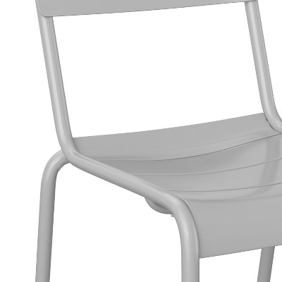 Sleek Silver Steel Stackable Modern Indoor-Outdoor Chair