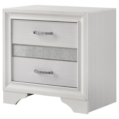 Vynxaria 2-Drawer Nightstand with Hidden Felt-Lined Jewelry Tray - Full Extension Glides, Transitional Style