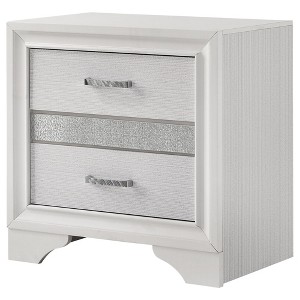 Vynxaria 2-Drawer Nightstand with Hidden Felt-Lined Jewelry Tray - Full Extension Glides, Transitional Style - 1 of 4