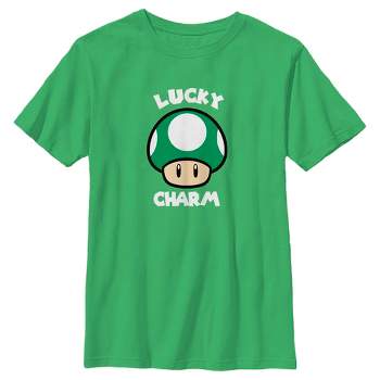Boy's Nintendo Super Mario St. Patrick's Day Extra Life Mushroom Lucky Charm T-Shirt