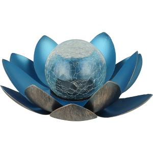 Moonelit Creations Lotus Flower Solar LED Garden Light Stake Blue - 1 of 4