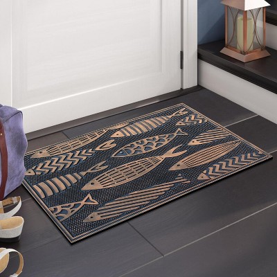 A1HC Nautical Fish Bronze Welcome Door Mat 18"x30" Outdoor Rubber Entrance Mat with Non-Slip Backing