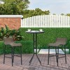 Resenkos 3 Piece Bar Height Outdoor Bistro Set for 2, Round Patio Pub Table 2 Bar Chairs with Comfortable Design & Strong Build, Tan - 4 of 4