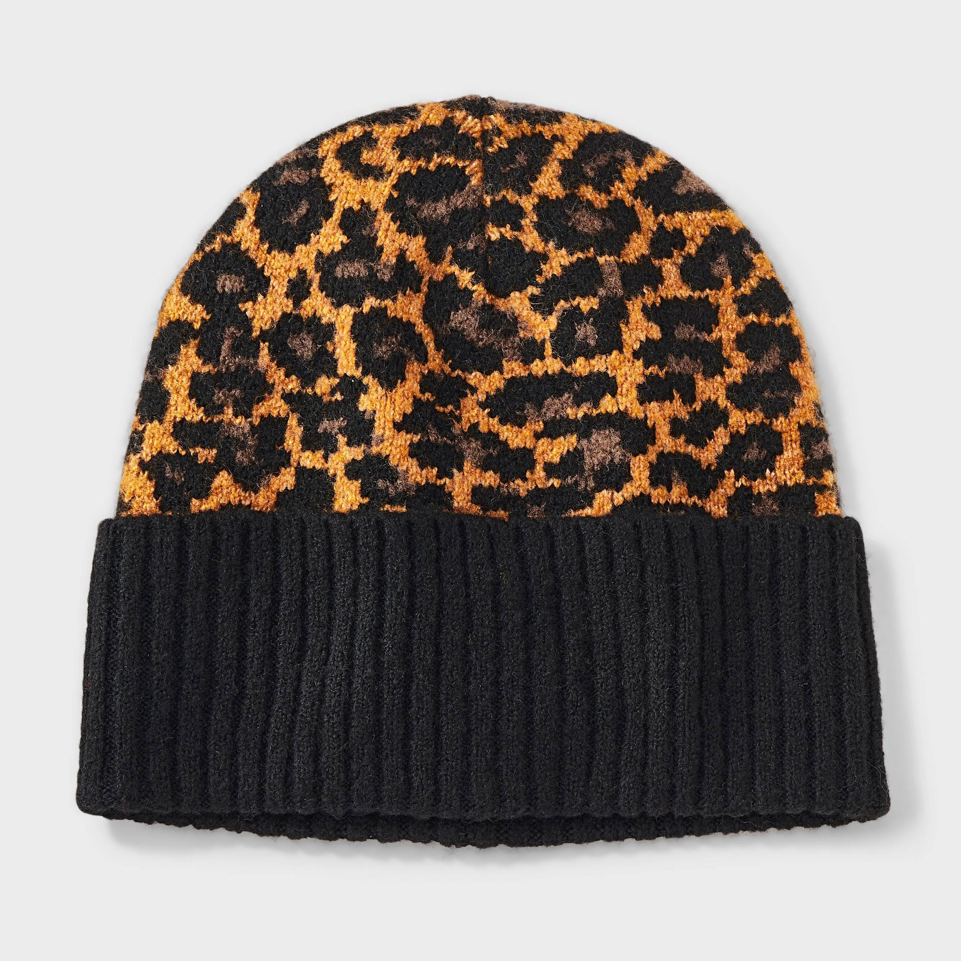 Essential Cuffed Leopard Print Beanie - Universal Thread™ Brown/Black