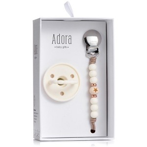 Baby Soother Silicone Pacifiers & Coordinating Mini Clip – Scalloped/Classic Design Infants Self-Soothing & Comforting Gift Set of 2 for Newborns - 1 of 1