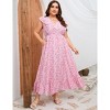 Clearlove Women's Summer Plus Size Dress Ruffle Cap Sleeveless V Neck Side Split Long Beach Maxi Dress - 3 of 4